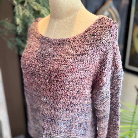 American Eagle soft oversized heathered mauve cozy sweater boat neck - Picture 3 of 14